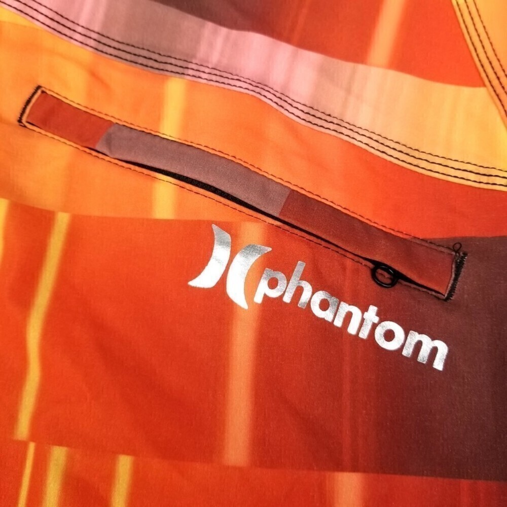 NEW Hurley Phantom Sunset Orange Red Flame Striped Surf Swim Board Shorts 36 Men - Picture 4 of 10